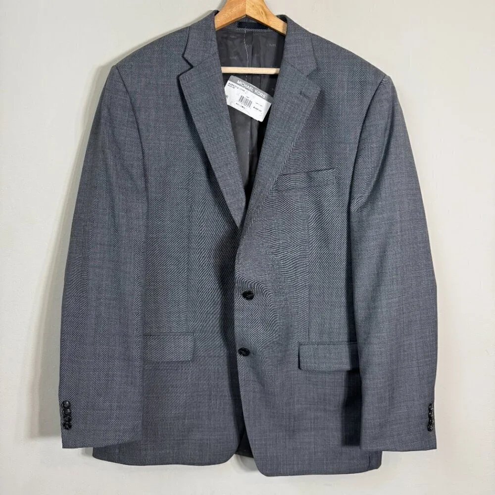 Michael Kors Wool Sport Coat Dinner Jacket Blazer Men 44L Gray Career Formal NWT